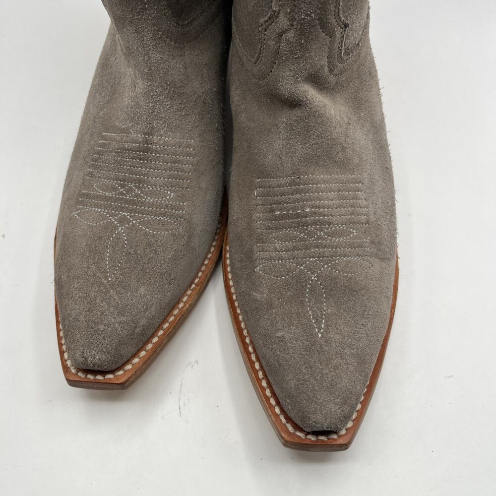 Tony Lama Ash Gray Suede Leather Western Boots women's Sz 9 B Narrow square toe - Picture 4 of 13